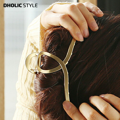 楽天DHOLIC STYLEツイストロングヘアクリップ・p182863 レディース 【acc】 韓国ファッション ヘアアクセサリー ヘアクリップ バンスクリップ アップスタイル 大 大きい ビッグ スチール 無光沢 マット ツイスト ロングヘア 長い髪 パーティー 秋 冬 STYLE