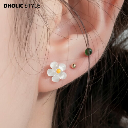 楽天DHOLIC STYLEクリアフラワーピアス（片耳用）・p466955 レディース 【acc】 韓国ファッション アクセサリー ピアス モチーフ フラワー 花 クリア 小さい ミニ 小型 ワンポイント 片耳 カジュアル デイリー カジュアル 冬 STYLE