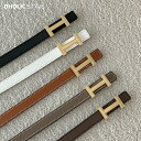 Hバックルレザーベルト・p492242 レディース 【acc】 韓国ファッション ファッション小物 ベルト バックルベルト バックル バックル レザー 牛革 ステッチ 細い スリム カジュアル 冬 STYLE