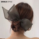 オーガンジーリボンシュシュ・p454575 レディース 【acc】 韓国ファッション アクセサリー ヘアアクセサリー シュシュ オーガンジー リボン 髪結び 髪まとめ 半結び 無地 カラバリ ユニーク お出かけ 大人 カジュアル STYLE
