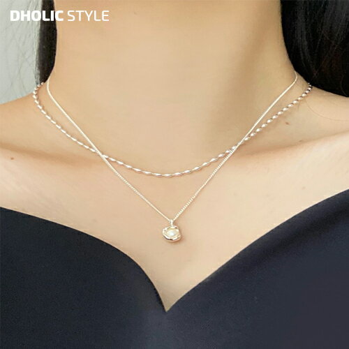 Rakuten - ボールチェーン&パールドロップネックレスSET・p486701 レディース 【acc】 韓国ファッション アクセサリー ネックレスボールチェーン パール 2連 2重 大人 モード フェミニン ガーリー お出かけ 春 夏 デート カジュアル STYLE
