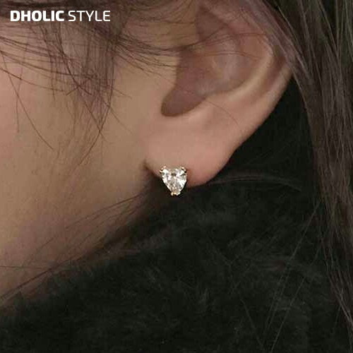 ハートピアス ダイヤカットハートキュービックピアス・p486447 レディース 【acc】 韓国ファッション アクセサリー ジュエリー ピアス イヤリング ハート キュービック ダイヤカット ゴールド シルバー 銀 ミニ 小型 上品 大人カジュアル デイリー カジュアル 冬 STYLE