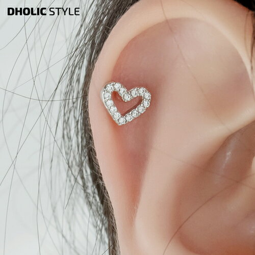 ハートラインキュービックピアス(片耳用)・p484745 レディース 【acc】 韓国ファッション アクセサリー ジュエリー ピアス バーベル ハート 片耳 キュービック ハートライン ミニ S M サイズ 小型 デイリー 大人カジュアル ワンポイント カジュアル 冬 STYLE