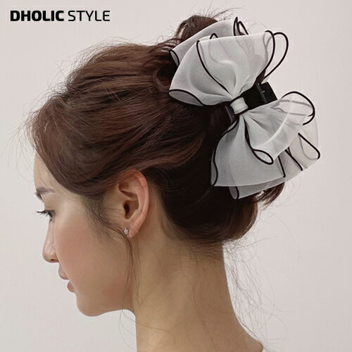 楽天DHOLIC STYLEシフォンリボンヘアクリップ・p454068 レディース 【acc】 韓国ファッション アクセサリー ヘアアクセサリー ヘアクリップ フリル シフォン バンスクリップ 大人 キュート 上品 華やか ガーリー 量産型 雨の日 梅雨 春 夏 秋 冬 カジュアル STYLE