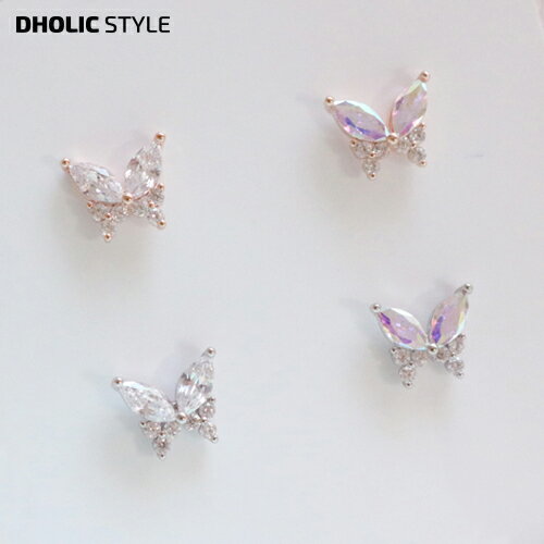 楽天DHOLIC STYLEフライングバタフライピアス（片耳用）・p489853 レディース 【acc】 韓国ファッション アクセサリー ジュエリー ピアス イヤリング バタフライ 蝶々 ストーン オーロラ ポイント ガーリー カジュアル シンプル 片耳 春 夏 秋 冬 カジュアル STYLE