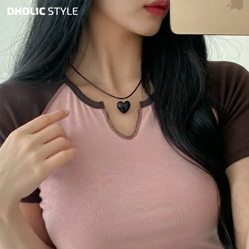 楽天DHOLIC STYLEミニハートストラップネックレス・p578371 レディース 【acc】 韓国ファッション アクセサリー ジュエリー ネックレス ハート モチーフ シルバー ブラック クリア ストリング スリム カジュアル お出かけ 着回し 春 夏 秋 冬 STYLE デート