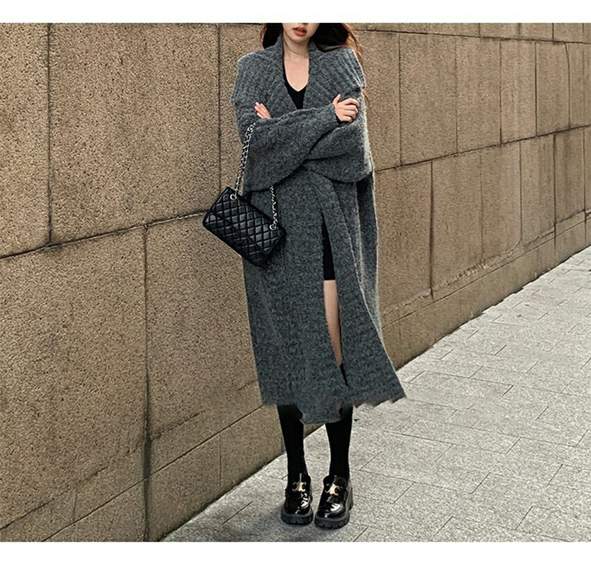 cd レディース 韓国ファッション トップス オープンカーディガン 長袖 伸びる 厚手 楽ちん シンプル フェミニン オフィス カジュアル 着回し 秋 冬 ipum d51h02