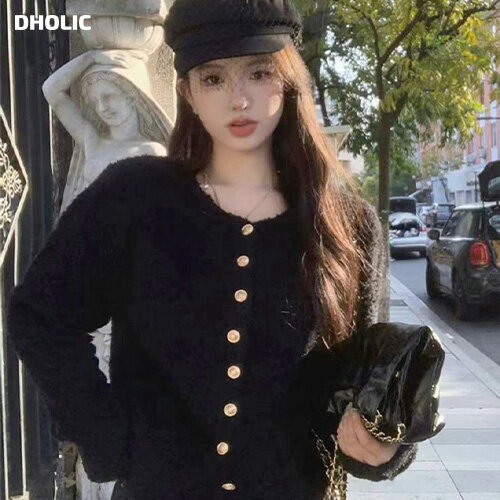 cd レディース 韓国ファッション トップス カーディガン 長袖 ラウンドネック クロップド 伸びる プチプラ シンプル フェミニン カジュアル 秋 冬 bada d5b1a2のサムネイル