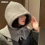 hat レディース 韓国ファッション 小物 帽子 ニット帽 バラクラバ ニット ストリング 伸びる 単色 カラ..