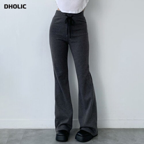 [BADA] pt レディース 韓国ファッション ボトムス ロングパンツマキシ丈 ウエストゴム ストリング ハイウエスト 伸びる 美脚 プチプラ シンプル ガーリー フェミニン 大人 カジュアル 春 秋 D61c07