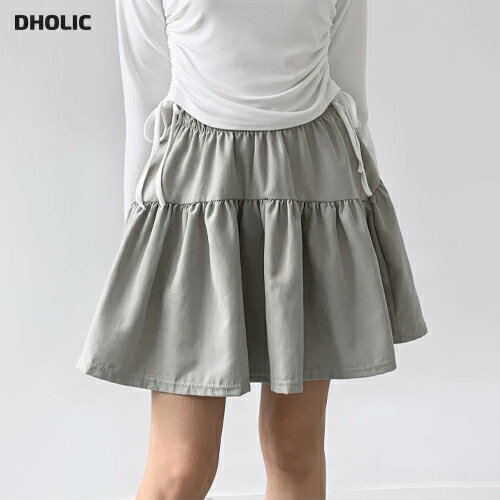[BADA] sk レディース 韓国ファッション ショート丈 ウエストゴム 薄手 プチプラ かわいい シンプル 学生 ガーリー フェミニン 大人 カジュアル 春 夏 秋 D61c07