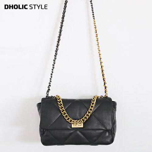 楽天DHOLIC STYLE【送料無料】2WAYチェーンストラップ羊革バッグ・p124302 レディース 【bag】 韓国ファッション バッグ 2WAY ショルダー ショルダーバッグ 羊革 レザー 本革 スクエア チェーン ストラップ デート パーティー 結婚式 大人 STYLE