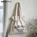 VERYストリングエコバッグ・p523286 レディース 【bag】 韓国ファッション バッグ トート エコ 英字 プリント VERY SELLIER PARIS 巾着 カジュアル お出かけ 買い物 カジュアル STYLE