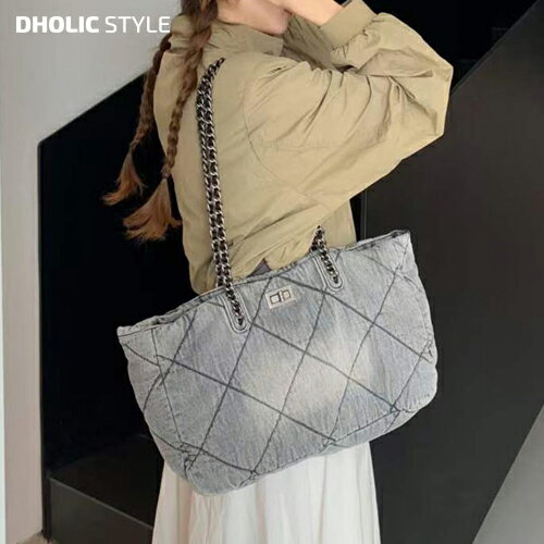 樂天商城 - グレーデニムステッチバッグ・p571631 レディース 【bag】バッグ カバン 鞄 グレー デニム ステッチ ショルダー トート お出かけ 着回し シンプル カジュアル 大容量 秋 冬 STYLE 韓国ファッション