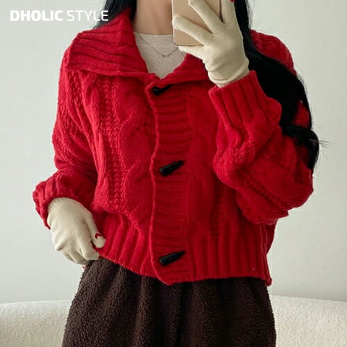 乐天商城 - トグルボタンケーブルカーディガン・p613263 レディース 【cd】トップス 長袖 カーディガン カラーネック ケーブル編み トグルボタン カジュアル ガーリー お出かけ 着回し 秋 冬 STYLE 韓国ファッション