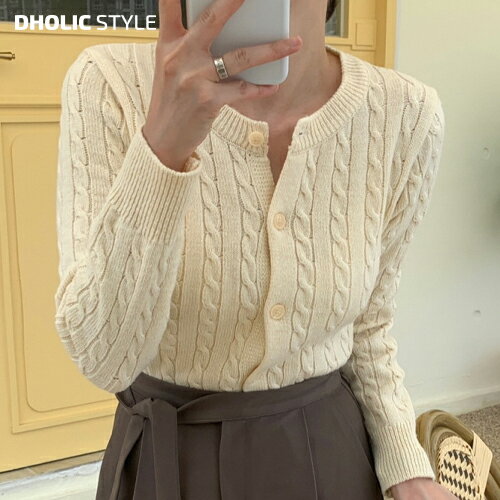 クロップドケーブルカーディガン・p640392 レディース 【cd】トップス 長袖 クロップド丈 ラウンドネック リブヘム カジュアル シンプル お出かけ 着回し 春 秋 SSYEFI 韓国ファッション