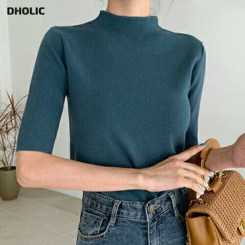 【マラソンSALE】【送料無料】≪人気再入荷≫ハーフネックニット・全5色・b56764 レディース【tops】 韓国ファッション トップス ニット ハーフネック ハーフスリーブ シンプル カジュアル カラーニット ベーシック プルオーバー 単色 無地 秋 春 dholicのサムネイル