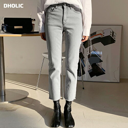 グレーデニムパンツ・全1色 t57410 レディース【pt】【パンツ シンプル デニム デニムパンツ カジュアル カジュアルパンツ カットオフ ストレートパンツ ストレートシルエット グレーデニム ベーシック 春 冬】