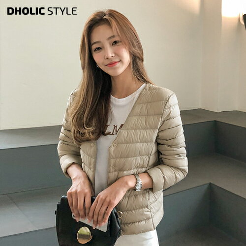 ポーチ付ダックダウンジャケット・p278290 レディース 【jk】 韓国ファッション アウター ジャケット ダウンジャケット ダックダウン キルト キルティング スリム 軽量ダウン インナーダウン 無地 ノーカラー ペディン カジュアル 冬 STYLE