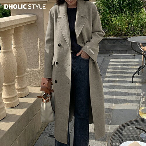 ストラップ付ヘリンボーンハンドメイドコート・p444572 レディース 【jk】コート アウター 長袖 ロング丈 テーラード 襟 えり ボタン ぼたん ストラップ付 ヘリンボーン 柄 模様 ハンドメイド 秋 冬 フェミニン 韓国ファッション STYLE