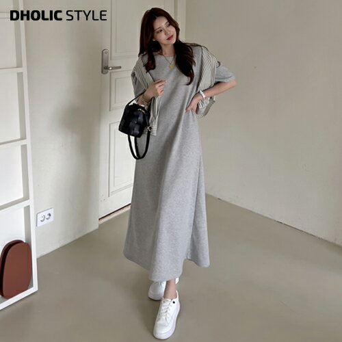 [マラソンSALE]サイドポケットフレアワンピース・p353776 レディース 【ops】 韓国ファッション ワンピース ロング丈 ロングワンピース ラウンドネック サイドポケット フレア Aライン Tシャツ 半袖 無地 大人 シンプル ベーシック 夏 カジュアル 春 STYLEのサムネイル