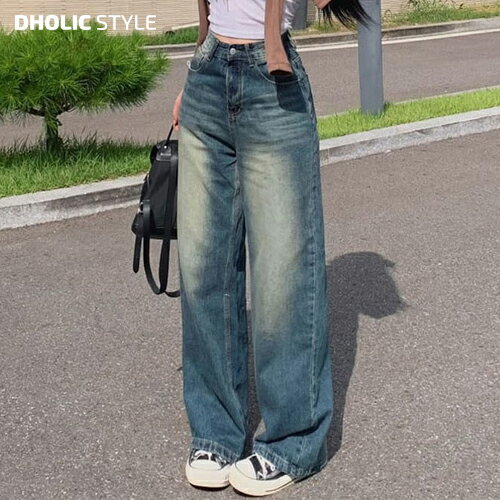 乐天商城 - ウォッシングデニムワイドパンツ・p572742 レディース 【pt】ボトムス パンツ デニム ジーンズ ウォッシュ ワイド ルーズ Y2K カジュアル シンプル お出かけ 着回し 秋 冬 STYLE 韓国ファッション