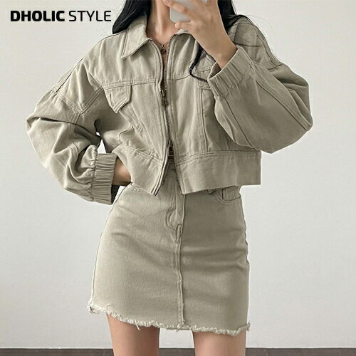 ダブルジップジャンパー&スカートSET・p439222 レディース 【sk】セットアップ セット set ジャンパー アウター 長袖 ジップ 襟 えり ジップ ドロップショルダー ミニ丈 スカート ミニスカート 単色 無地 シンプル 秋 冬 韓国ファッション STYLE