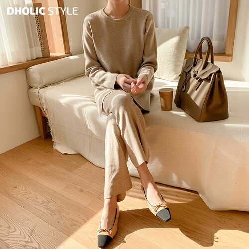 【新作10%OFF】サイドスリットニット&パンツSET・p420268 レディース 【tops】 韓国ファッション セットアップ トップス ニットパンツ 長袖 ロング丈 着回し シンプル 無地 大人 リブ 楽ちん 伸縮性 マタニティ お出かけ 春 夏 秋 冬 カジュアル STYLEのサムネイル