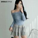 ホルターシャーリングキャミ&ワンショルTシャツSET・p636403 レディース 【tops】トップス 長袖 ワンショル Tシャツ ホルターネック キャミソール シャーリング 大人 お出かけ 着回し 春 STYLE 韓国ファッション