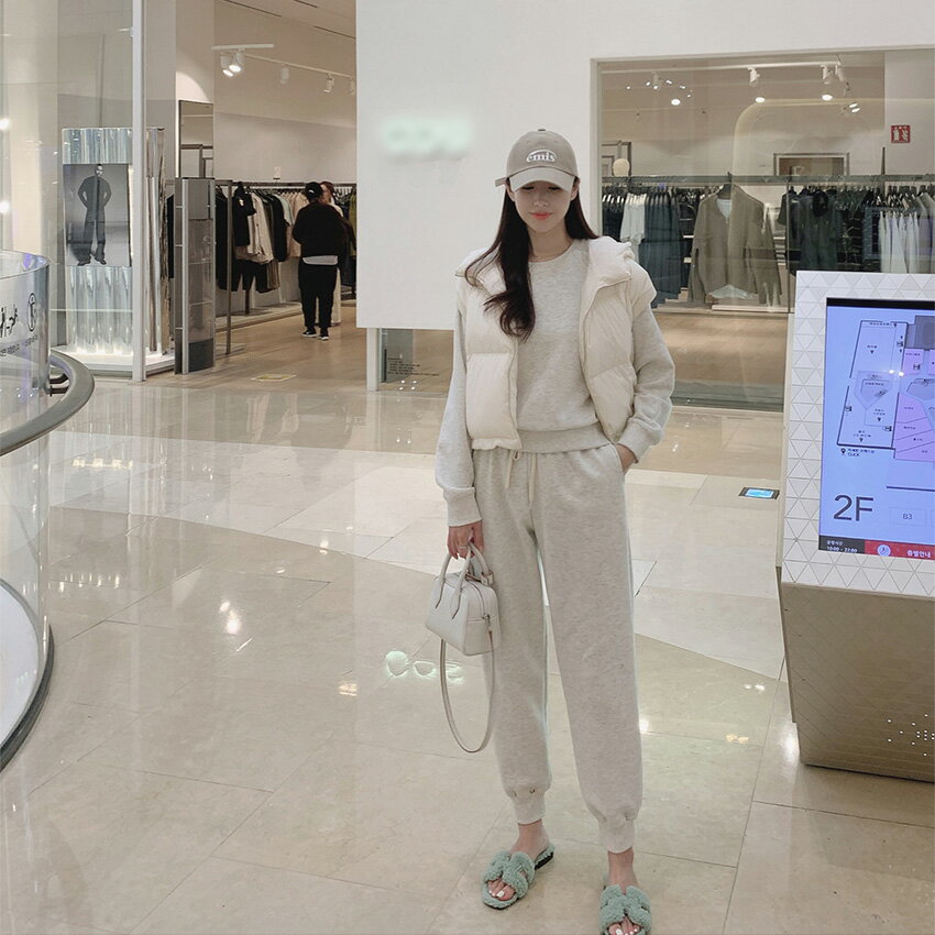 set レディース 韓国ファッション 上下セット トップス スウェット 長袖 ボトムス ロングパンツ ハイウエスト ウエストゴム 伸びる 楽ちん 綿混 シンプル カジュアル 春 秋 SSCITY