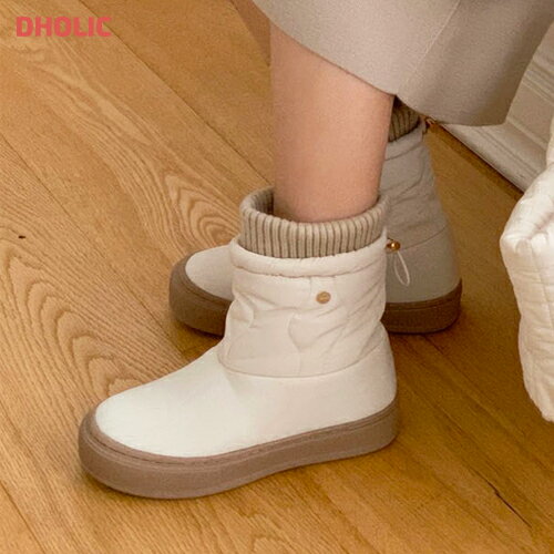 sho レディース 韓国ファッション 靴 くつ ブーツ アンクルブーツ ショートブール 中綿 ストリング 厚底 3cm 防寒 シンプル カジュアル 冬 SSWHOS