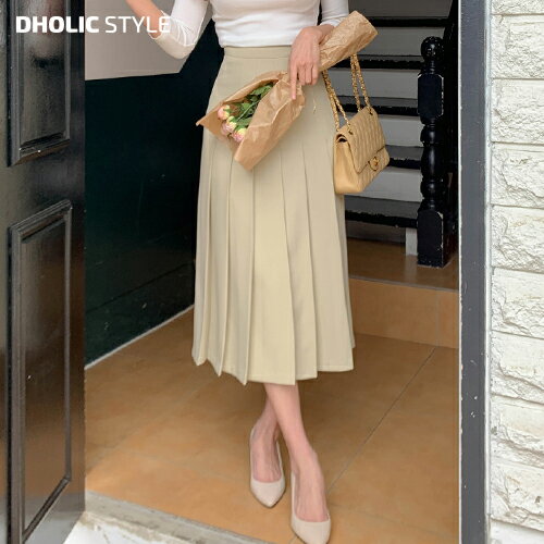 乐天商城 - プリーツロングスカート・p636876 レディース 【sk】ボトムス スカート ロング丈 プリーツ ジップ フェミニン 大人 お出かけ 着回し ガーリー 春 STYLE 韓国ファッション