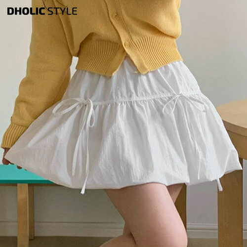 ティアードリボンミニスカート・p643131 レディース 【sk】ボトムス スカート ミニ丈 ハイウエスト ウエストゴム リボン ティアード Aライン ナイロン 無地 ガーリー 春 夏 SSBEID 韓国ファッション