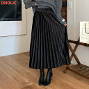 sk レディース 韓国ファッション ボトムス ロングスカート フレアスカート ベロアプリーツ Aライン 伸びる 楽ちん ゴム プチプラ フェミニン ガーリー 春 秋 冬 SSICEC