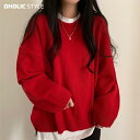 ドロップショルダーニット・p443315 レディース 【tops】トップス 長袖 ニット 単色 無地 シンプル ベーシック ドロップショルダー ゆったり 楽ちん ラフ カジュアル 体型カバー 秋 冬 カラバリ 韓国ファッション STYLE