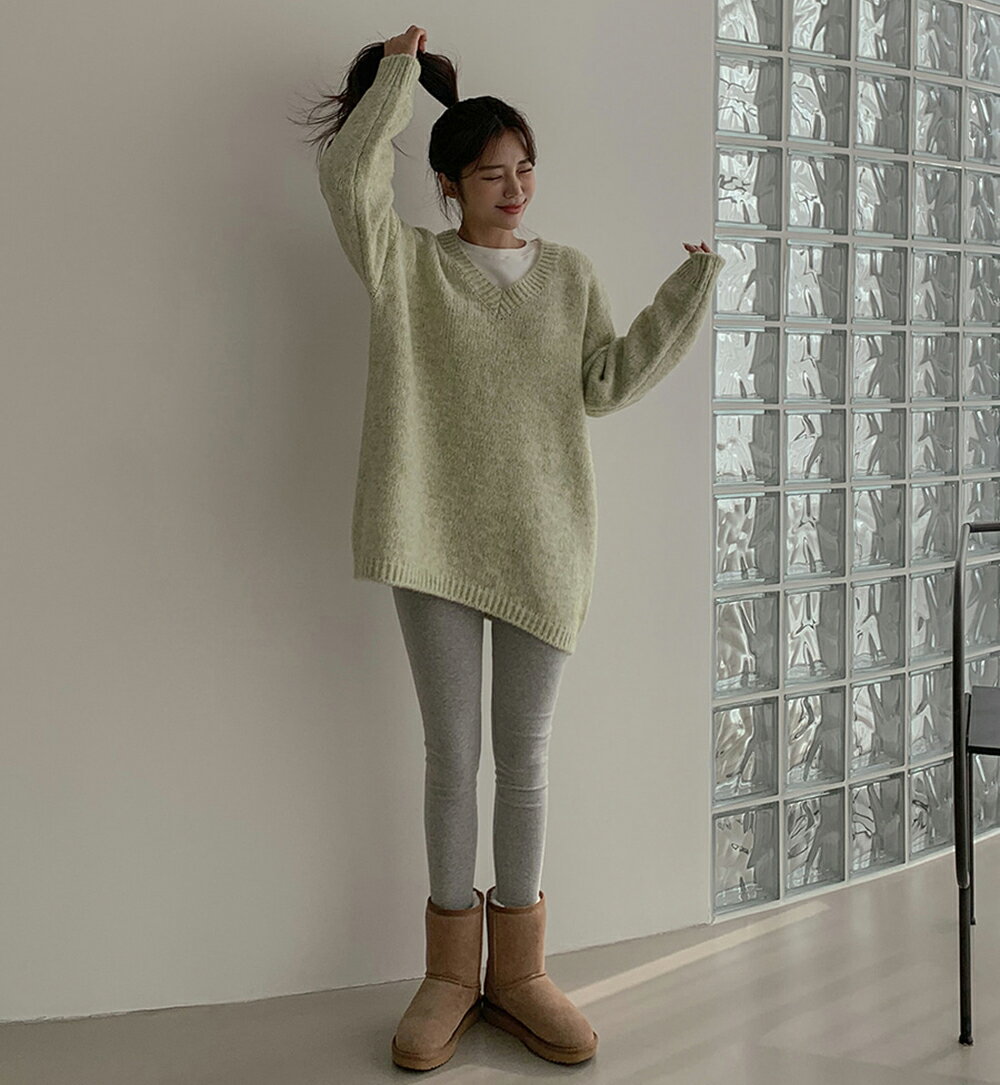 Vネックロング丈ニット・p460324 レディース 【tops】トップス ニット 長袖 単色 ...