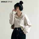 バニーカラーネックスウェット・p493216 レディース 【tops】 韓国ファッション トップス スウェット カラーネック 長袖 バルーンスリーブ ドロップショルダー バニー ウサギ ルーズ ゆったり 無地 シンプル 大人 デイリー カジュアル 冬 STYLE
