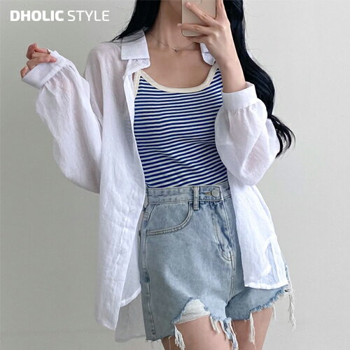 【10％OFF】ルーズサマー長袖シャツ・p547255 レディース 【tops 韓国ファッション トップス シャツ 長袖 カラーネック サマーシャツ カラバリ 着回し 無地 単色 お出かけ エアコン対策 ルーズフィット 夏 カジュアル STYLE FTS セールのサムネイル