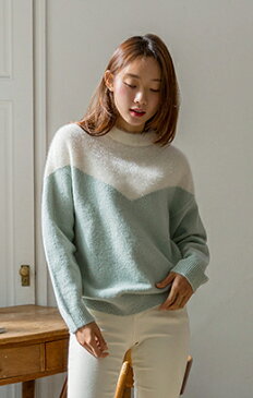 【送料無料】グリッターカラーブロックニット・p105223 レディース 【tops】 韓国 ファッション トップス ニット ラウンドネック 長袖 配色 カラーブロック グリッター キラキラ ガーリー ゆったり ルーズ カジュアル 秋冬 STYLE