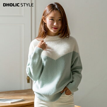 【送料無料】グリッターカラーブロックニット・p105223 レディース 【tops】 韓国 ファッション トップス ニット ラウンドネック 長袖 配色 カラーブロック グリッター キラキラ ガーリー ゆったり ルーズ カジュアル 秋冬 STYLE