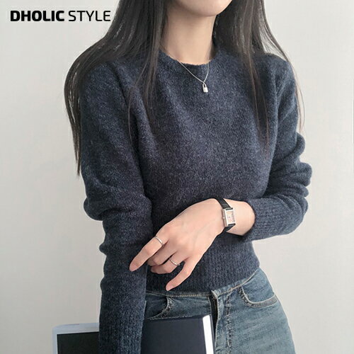 乐天商城 - アルパカ混ニット・p622025 レディース 【tops】トップス 長袖 ニット ラウンドネック アルパカ混紡 リブヘム 無地 シンプル カジュアル お出かけ 着回し 秋 冬 STYLE 韓国ファッション