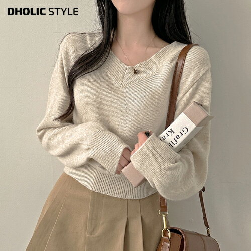 Vネッククロップドニット・p627200 レディース 【tops】トップス 長袖 ニット Vネック クロップド丈 リブヘム カジュアル シンプル お出かけ 着回し 春 秋 冬 STYLE 韓国ファッション Vネッククロップドニット・p627200 レディース 【tops】トップス 長袖 ニット Vネック クロップド丈 リブヘム カジュアル シンプル お出かけ 着回し 春 秋 冬 STYLE 韓国ファッション