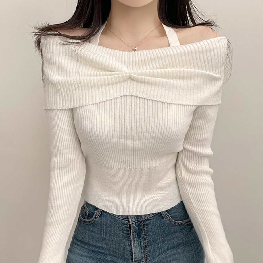ホルターシャーリングオフショルニット・p629377 レディース 【tops】トップス 長...