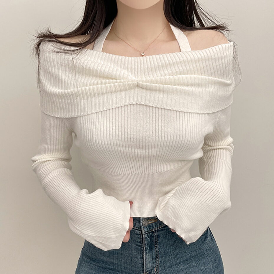 ホルターシャーリングオフショルニット・p629377 レディース 【tops】トップス 長...