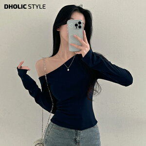 ワンショル長袖Tシャツ・p631028 レディース 【tops】トップス 長袖 ワンショル Tシャツ 鎖骨 デコルテ 無地 シンプル フェミニン 大人 お出かけ 着回し 春 秋 STYLE 韓国ファッション