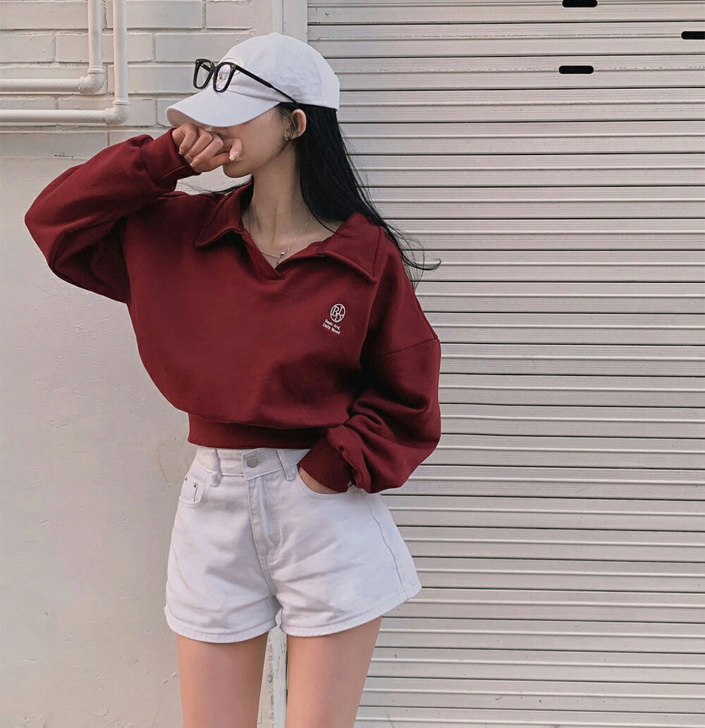 ★スーパーセール・10%SALE★[beidelli made]オープンカラークロップドスウェット・p631163 レディース トップス 長袖 カラーネック オープンカラー クロップド丈 スウェット カジュアル お出かけ 着回し 春 秋 STYLE 韓国ファッション sup9 dholicstyle-10068931 DHOLIC サンプル画像3