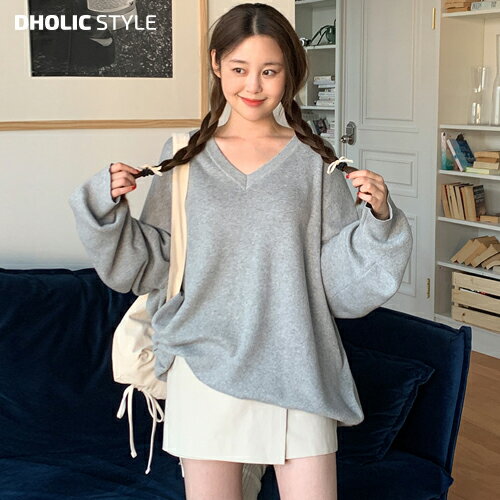 オーバーフィットVネックニット・p631828 レディース 【tops】トップス 長袖 ニット Vネック オーバー..