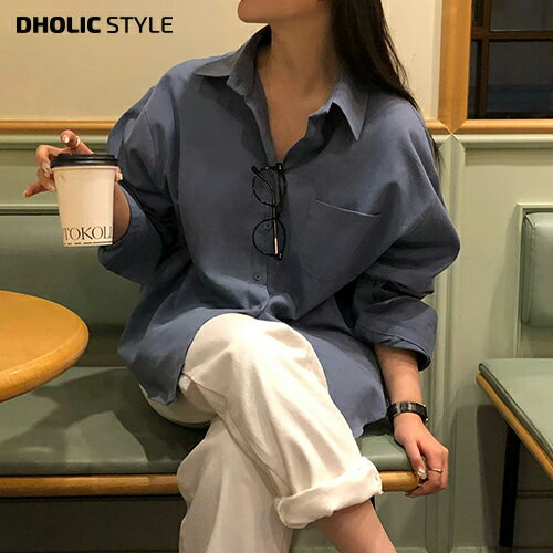 樂天商城 - [beidelli made]ワンポケコットンシャツ・p629439 レディース 【tops】トップス 長袖 シャツ カラーネック ポケット ルーズ ゆったり ボタン コットン 綿 カジュアル お出かけ 春 STYLE 韓国ファッション