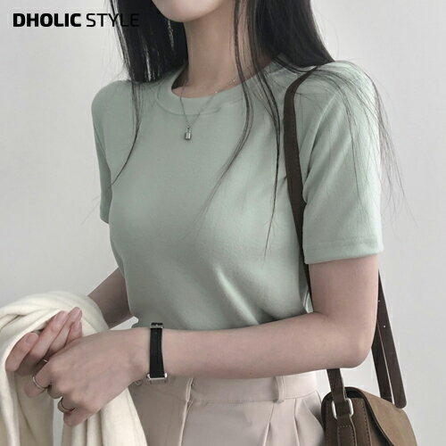 楽天DHOLICシンプル半袖Tシャツ・p631204 レディース 【tops】トップス 半袖 ラウンドネック Tシャツ 無地 シンプル カジュアル パステルカラー お出かけ 着回し 春 夏 STYLE 韓国ファッション