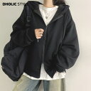 ダブルジップ無地パーカー・p641587 レディース 【tops】トップス 長袖 パーカー フード ジップ 無地 シンプル カジュアル ルーズ ゆったり お出かけ 着回し 春 秋 SSWHUI 韓国ファッション